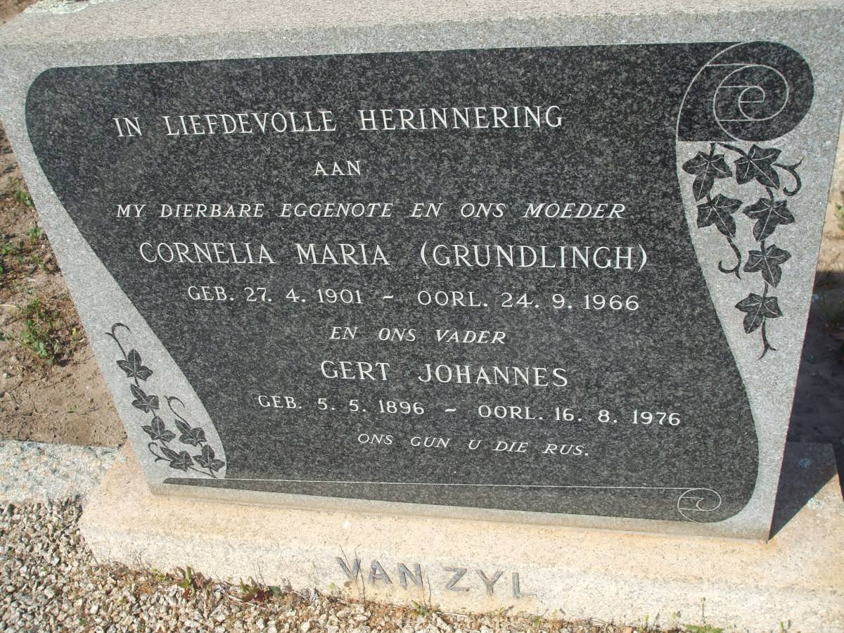 ZYL Gert Johannes, van 1896-1976 &amp; Cornelia Maria GRUNDLINGH 1901-1966