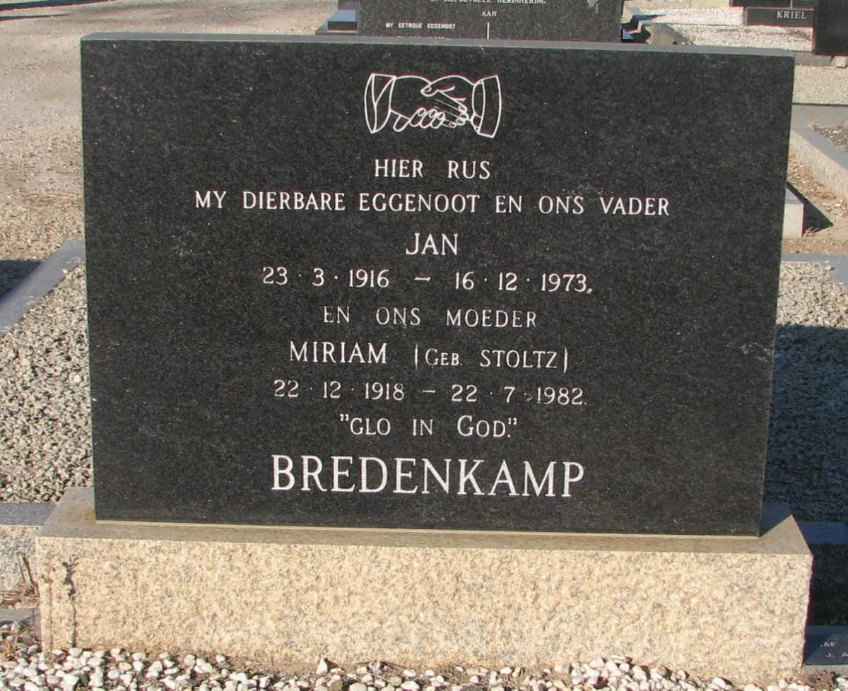BREDENKAMP Jan 1916-1973 &amp; Miriam STOLTZ 1918-1982