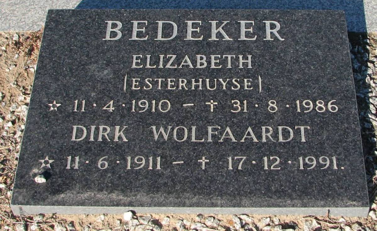 BEDEKER Dirk Wolfaardt 1911-1991 &amp; Elizabeth ESTERHUYSE 1910-1986