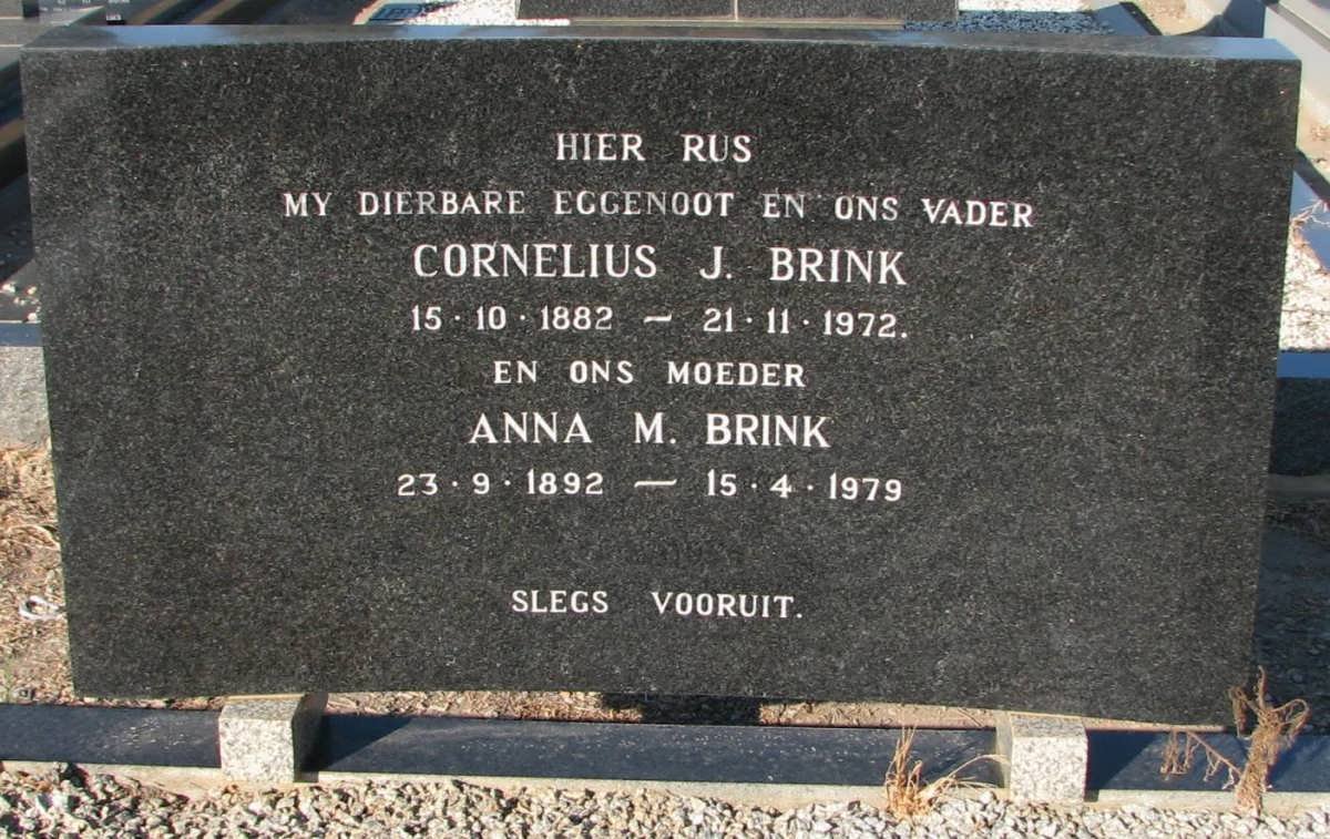 BRINK Cornelius J. 1882-1972 &amp; Anna M. 1892-1979
