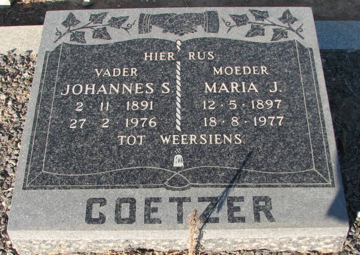 COETZER Johannes S. 1891-1976 &amp; Maria J. 1897-1977