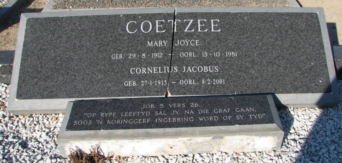 COETZEE Cornelius Jacobus 1915-2001 &amp; Mary Joyce 1912-1981