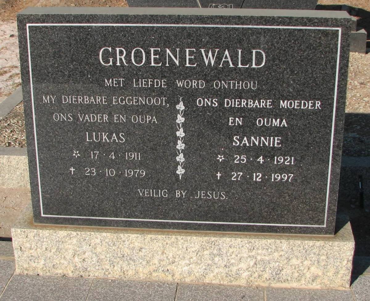 GROENEWALD Lukas 1911-1979 &amp; Sannie 1921-1997