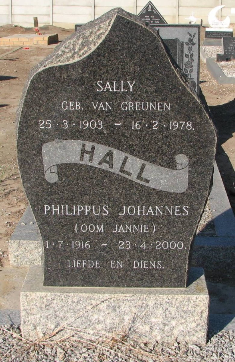 HALL Philippus Johannes 1916-2000 &amp; Sally van GRUENEN 1903-1978