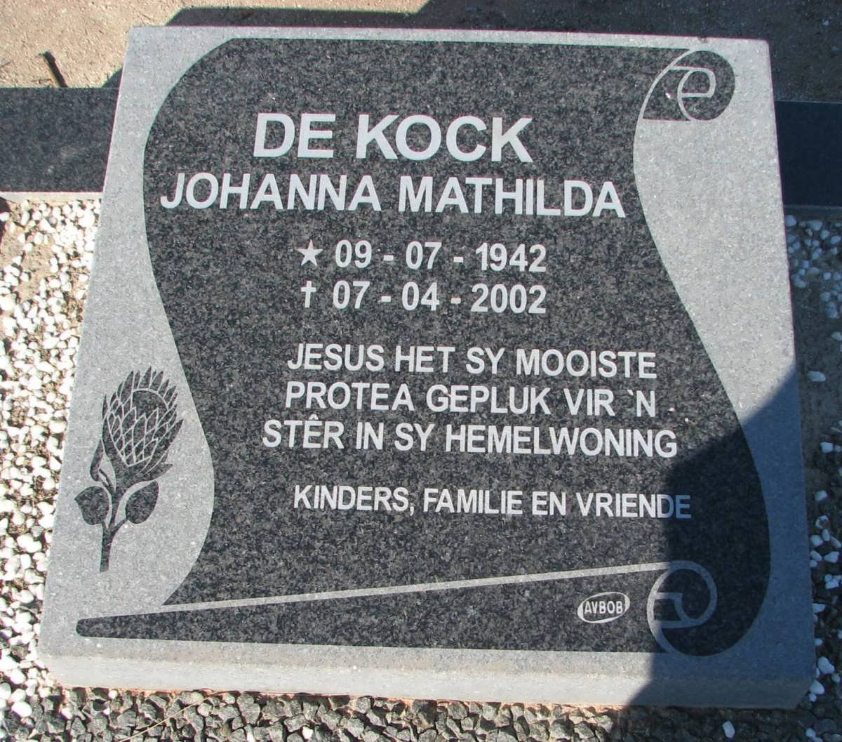 KOCK Johanna Mathilda, de 1942-2002