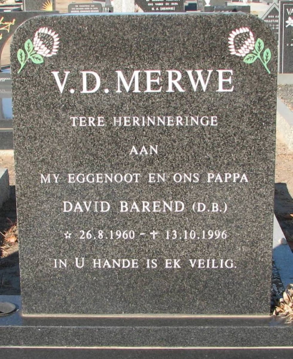 MERWE David Barend, v.d. 1960-1996
