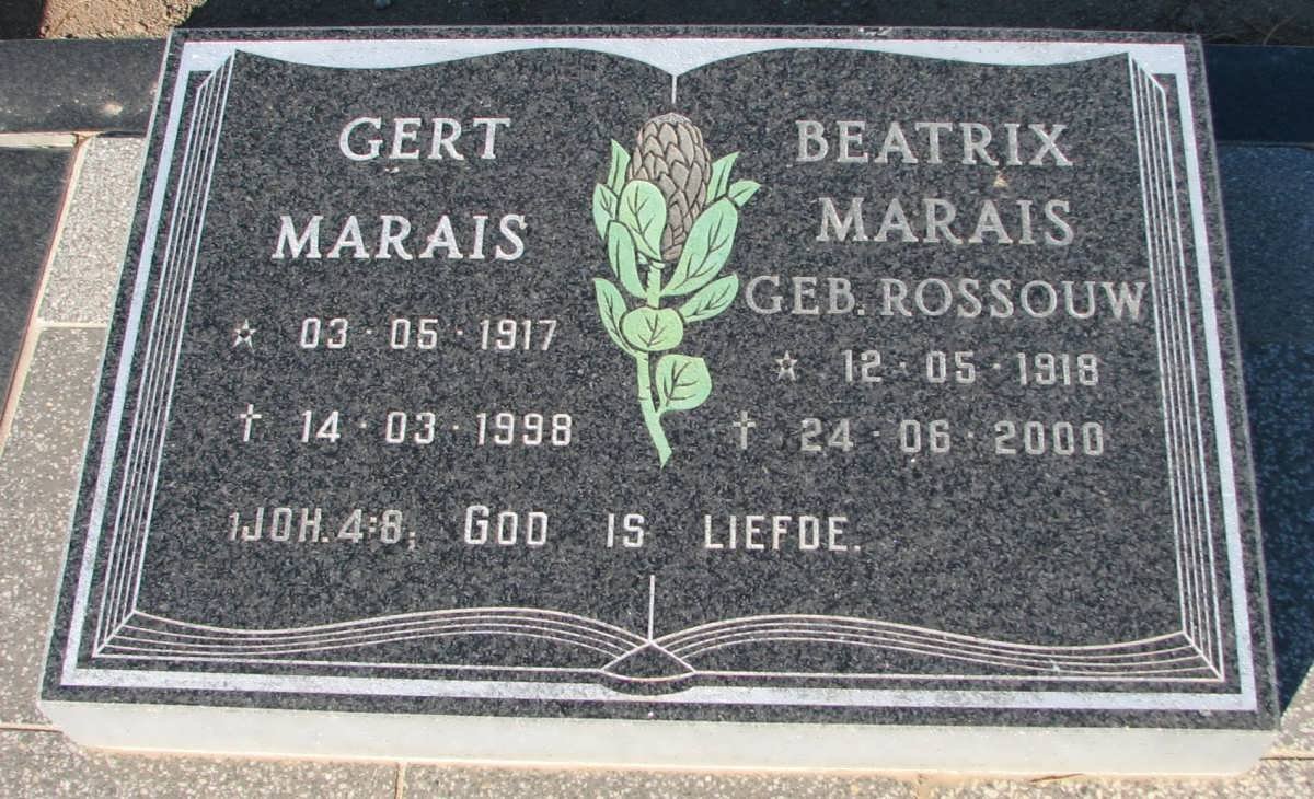MARAIS Gert 1917-1998 &amp; Beatrix ROSSOUW 1918-2000