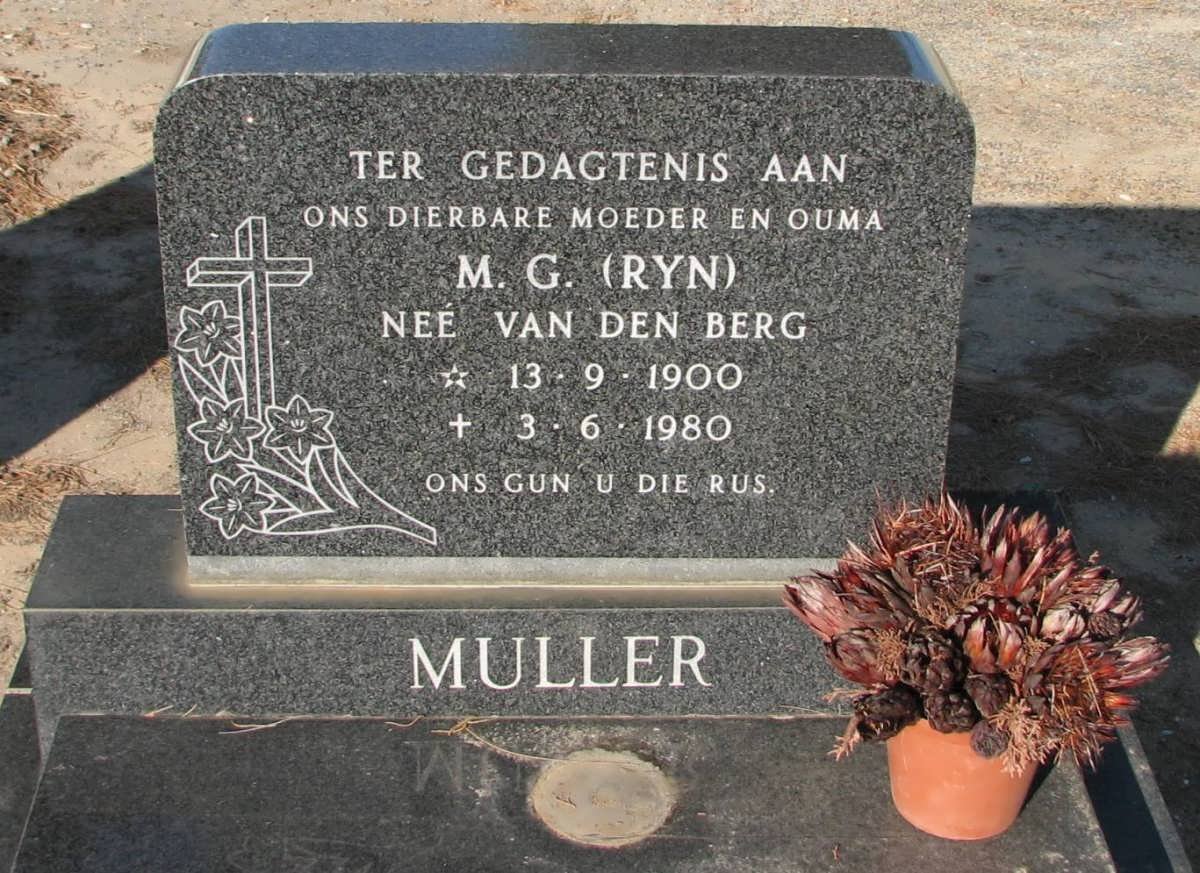 MULLER M.G. nee van den BERG 1900-1980