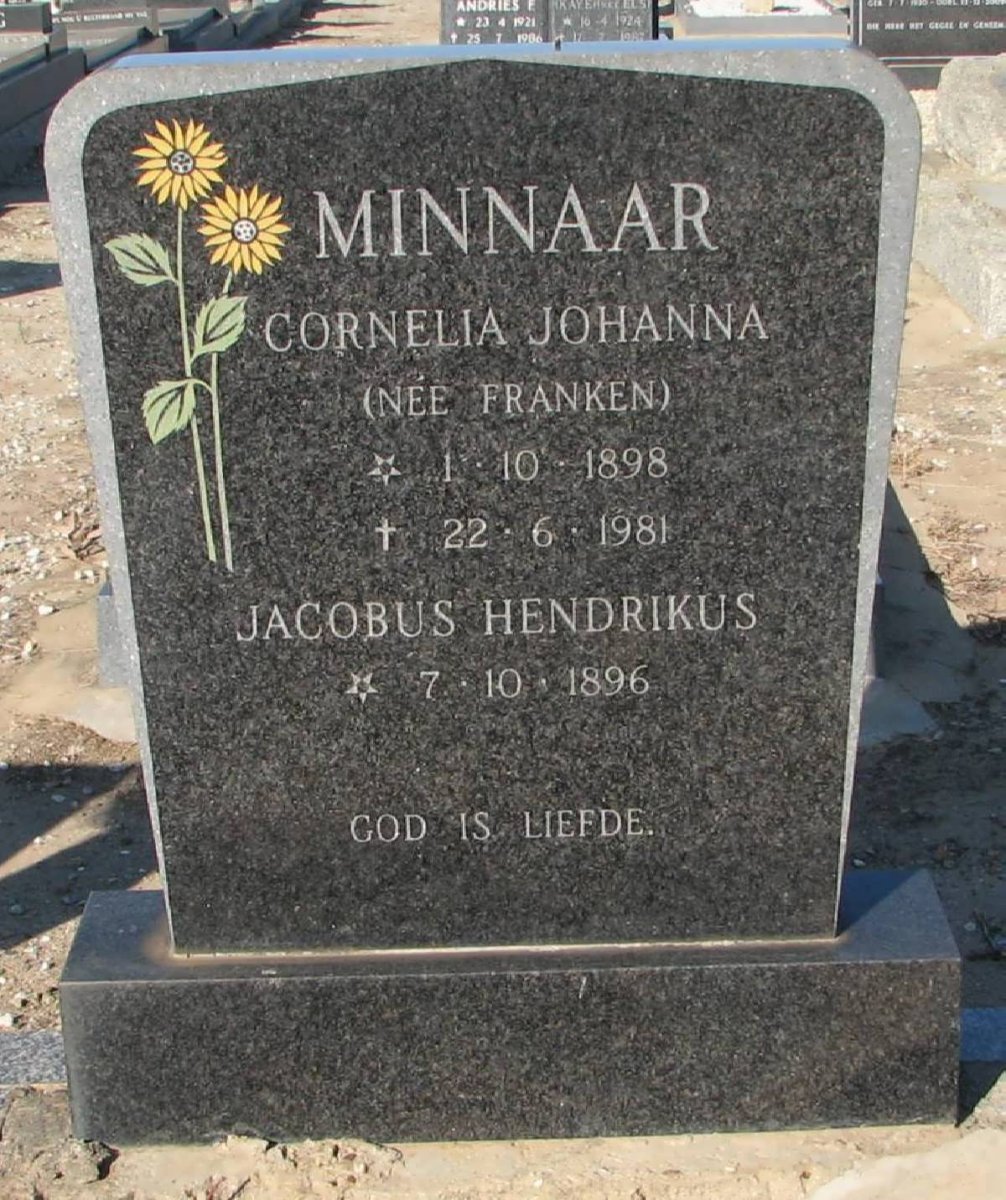 MINNAAR Jacobus Hendrikus 1896- &amp; Cornelia Johanna FRANKEN 1898-1981