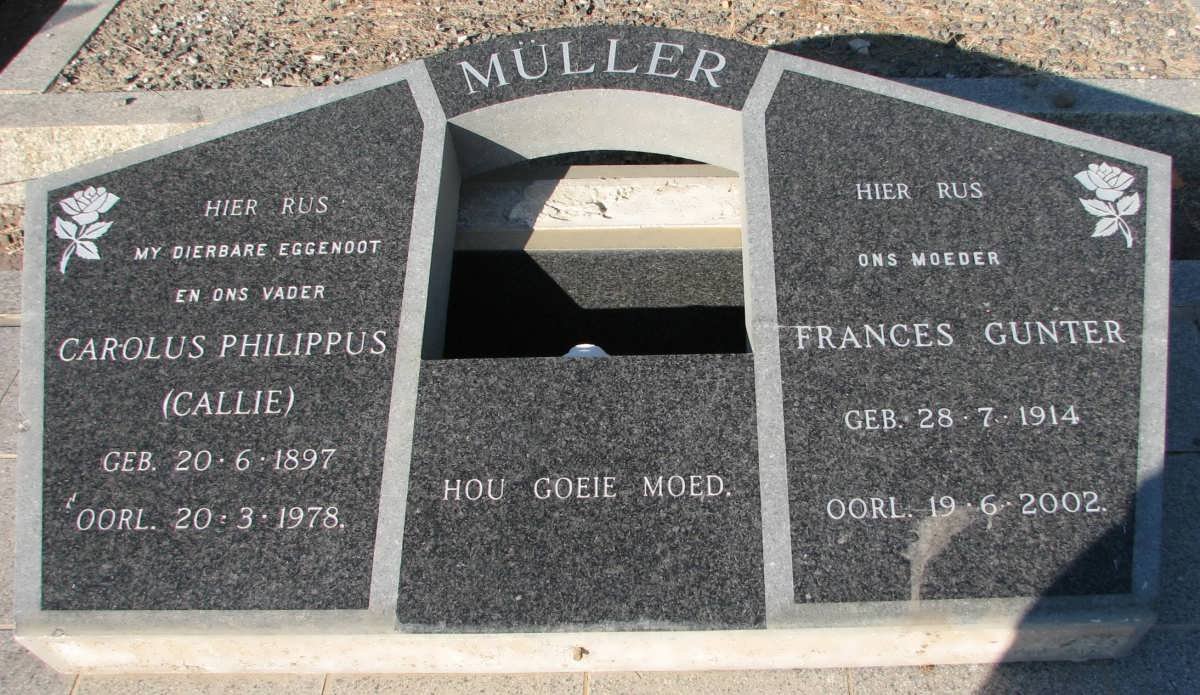 MULLER Carolus Philippus 1897-1978 &amp; Frances Gunter 1914-2002