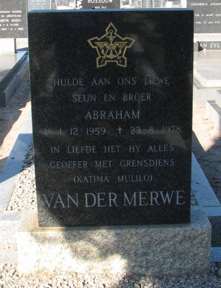 MERWE Abraham, van der 1959-1978