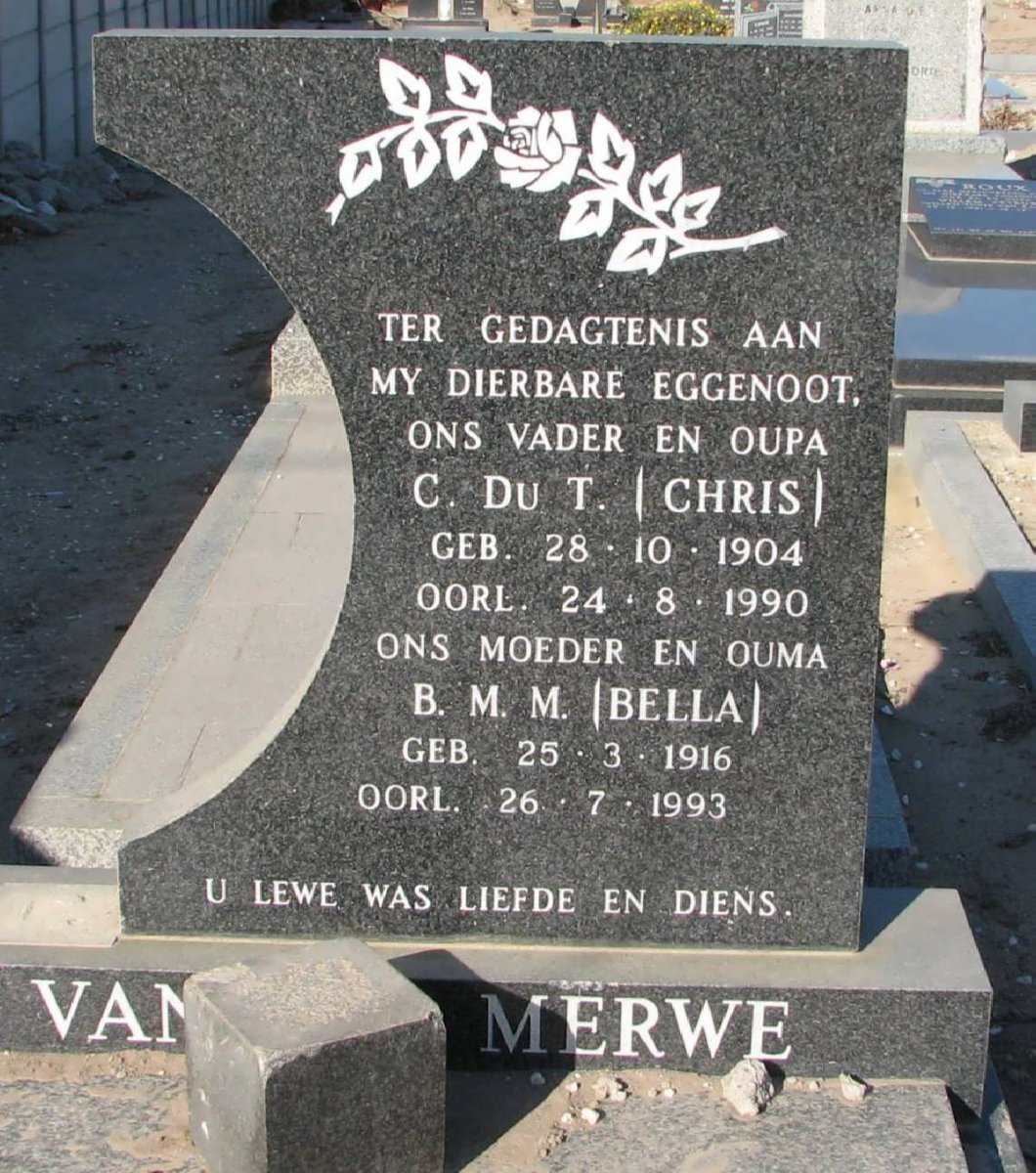 MERWE C. Du T., van der 1904-1990 &amp; B.M.M. 1916-1993