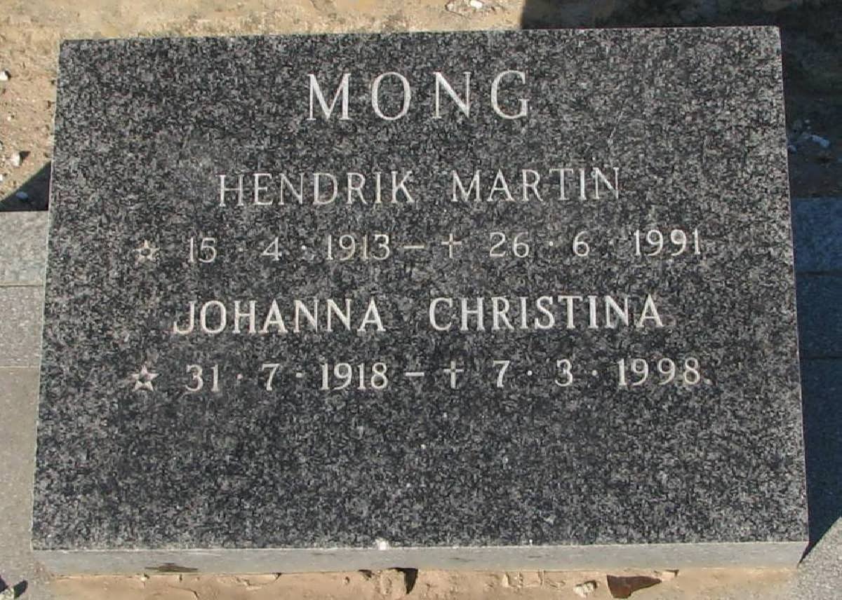 MONG Hendrik Martin 1913-1991 &amp; Johanna Christina 1918-1998