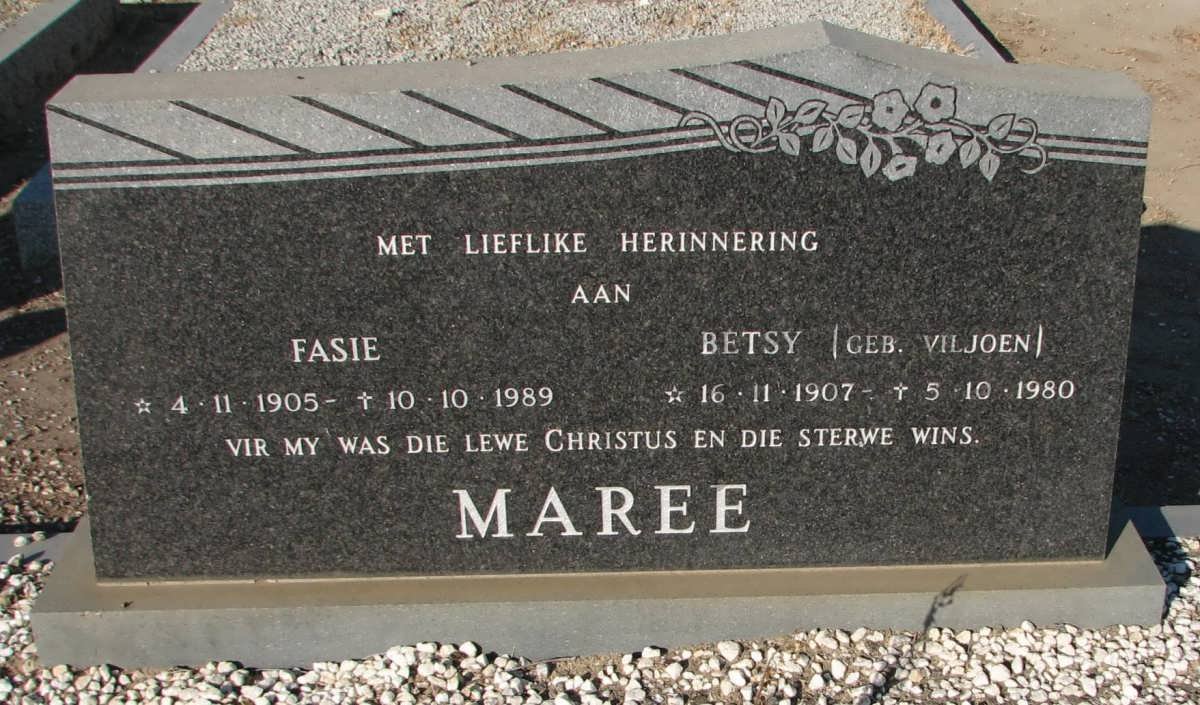 MAREE Fasie 1905-1989 &amp; Betsy VILJOEN 1907-1980