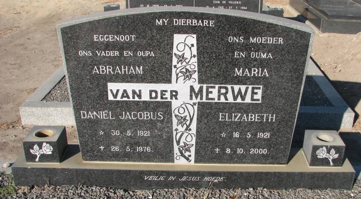 MERWE Abraham Daniel Jacobus, van der 1921-1976 &amp; Maria Elizabeth 1921-2000