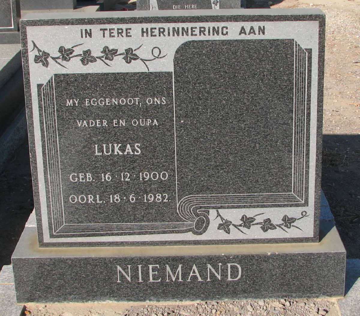 NIEMAND Lukas 1900-1982