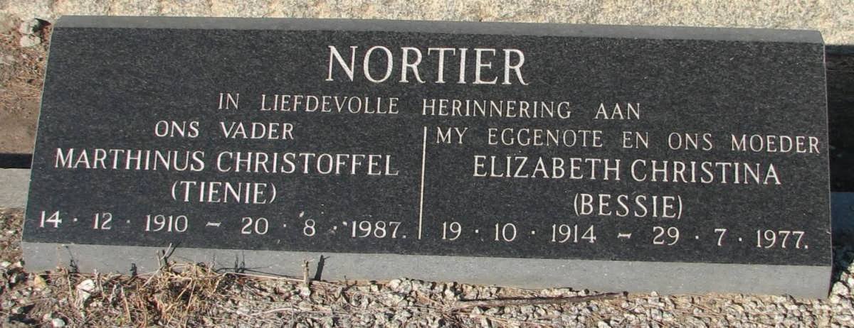 NORTIER Marthinus Christoffel 1910-1987 &amp; Elizabeth Christina 1914-1977