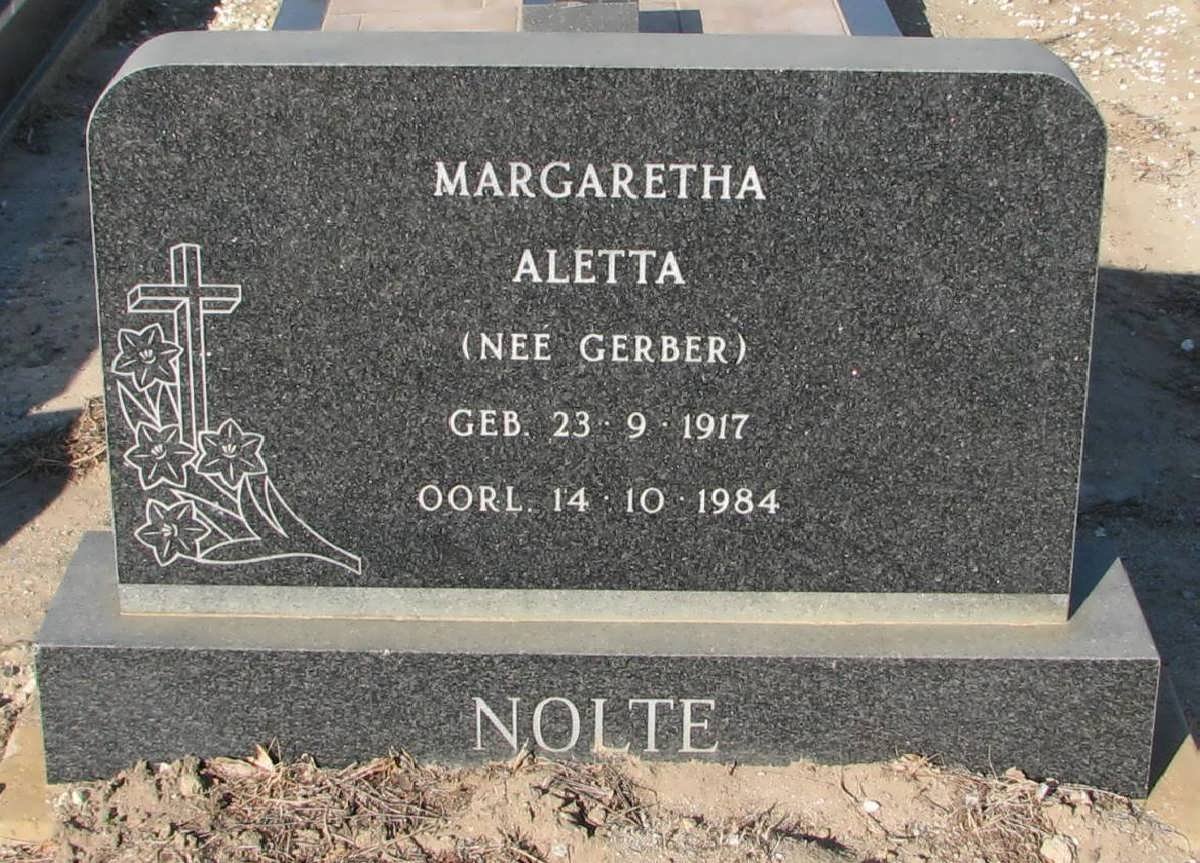 NOLTE Margaretha Aletta nee GERBER 1917-1984