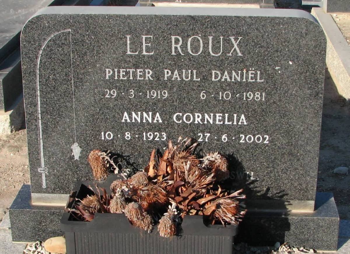 ROUX Pieter Paul Daniel, le 1919-1981 &amp; Anna Cornelia 1923-2002