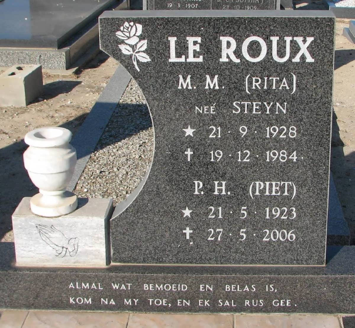ROUX P.H., le 1923-2006 &amp; M.M. STEYN 1928-1984