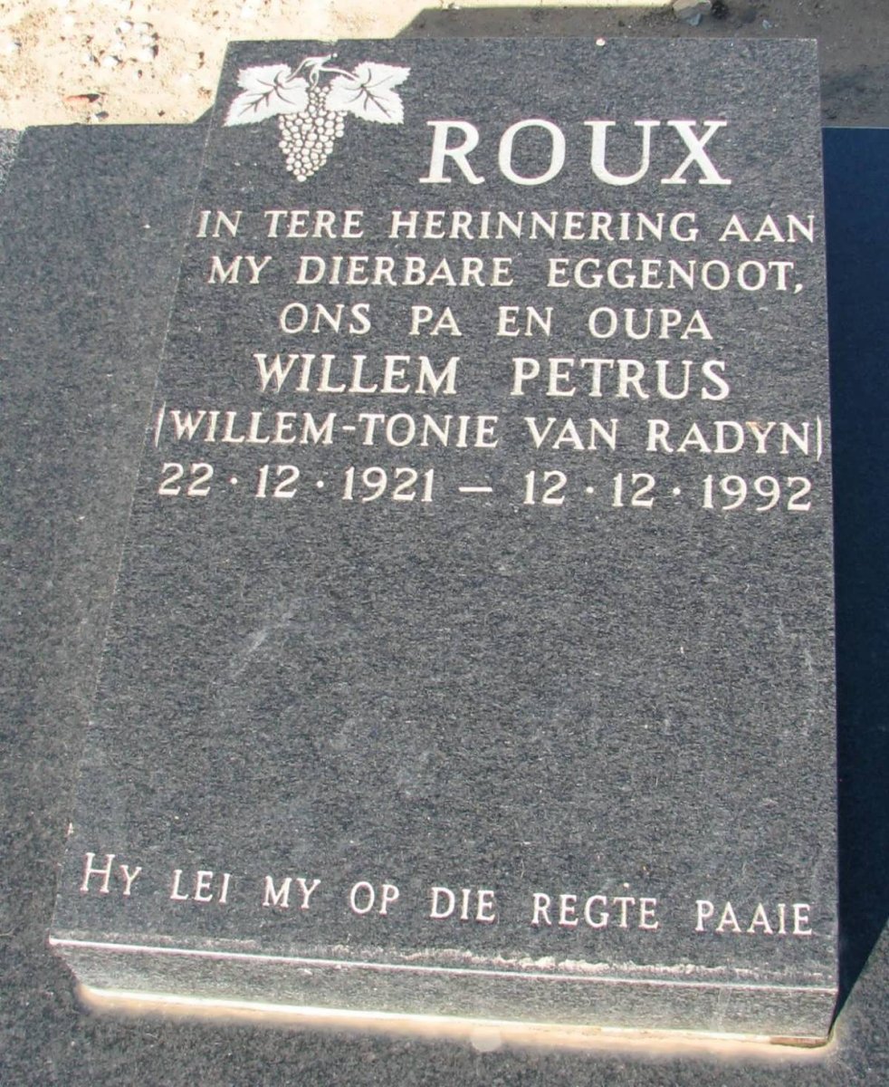 ROUX Willem Petrus 1921-1992