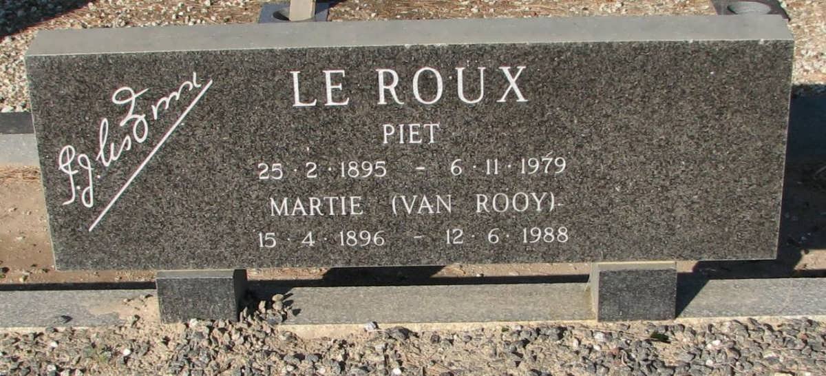 ROUX Piet, le 1895-1979 &amp; Martie van ROOY 1896-1988