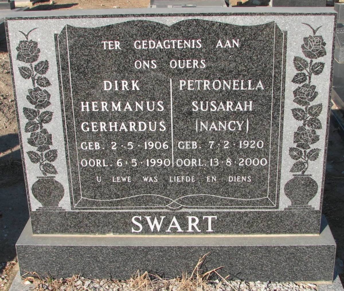 SWART Dirk Hermanus Gerhardus 1906-1990 &amp; Petronella Susarah 1920-2000