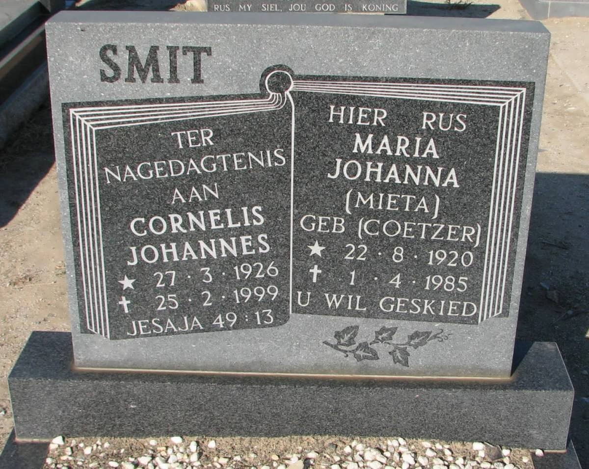 SMIT Cornelis Johannes 1926-1999 &amp; Maria Johanna COETZER 1920-1985