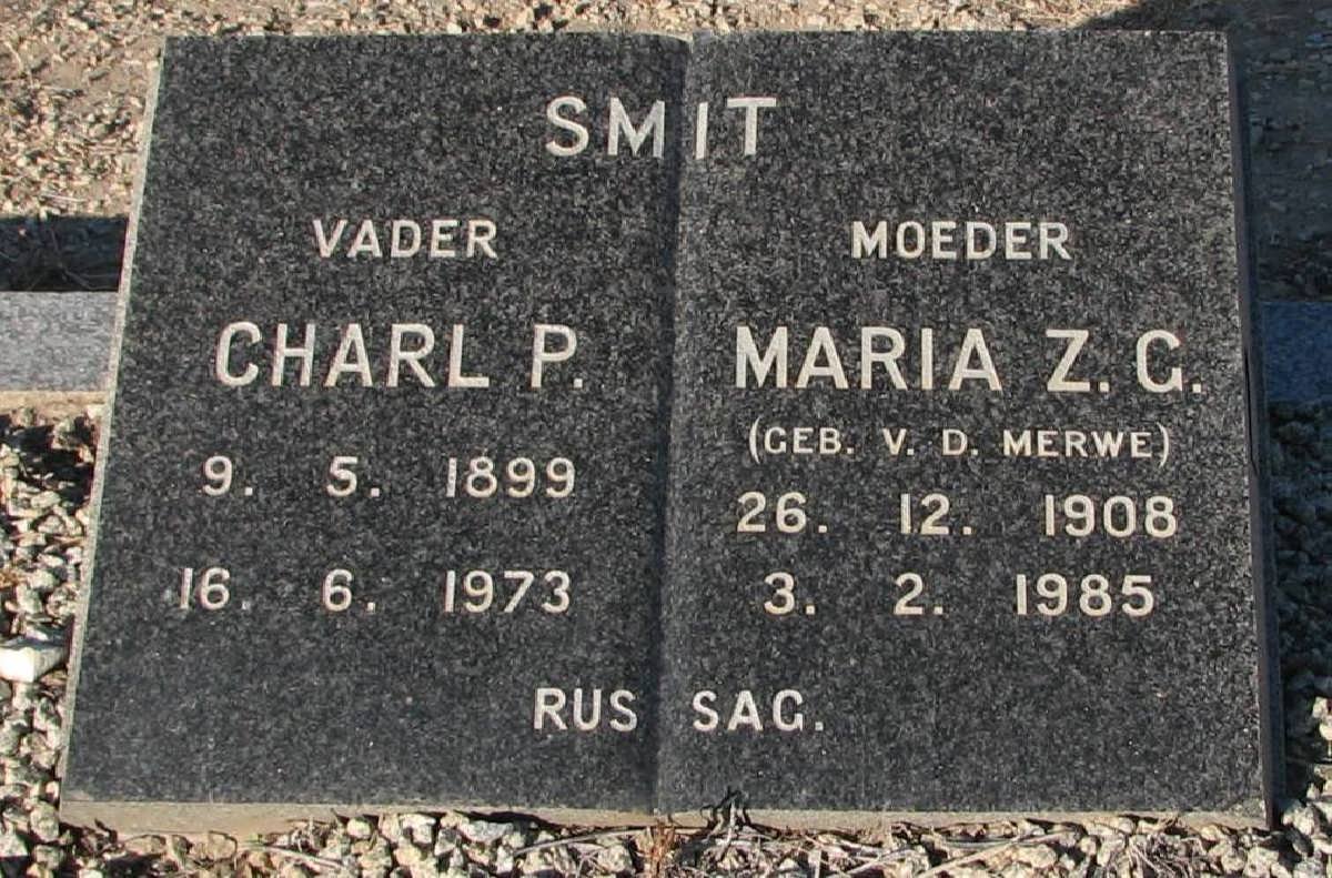 SMIT Charl P. 1899-1973 &amp; Maria Z.G. v.d. MERWE 1908-1985