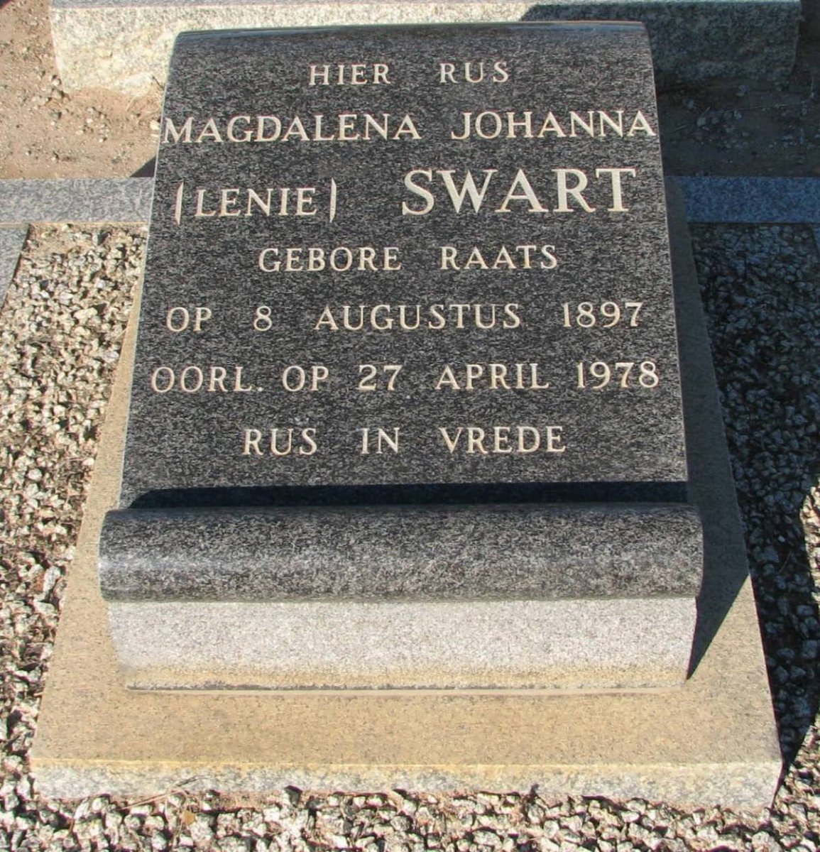 SWART Magdalena Johanna nee RAATS 1897-1978