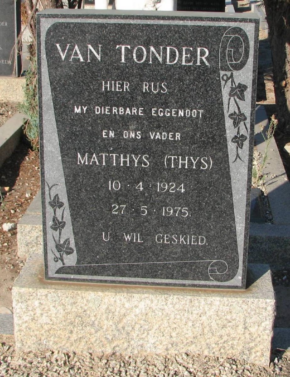 TONDER Matthys, van 1924-1975