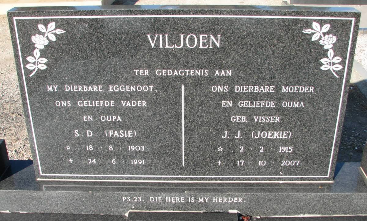 VILJOEN S.D. 1903-1991 &amp; J.J. VISSER 1915-2007
