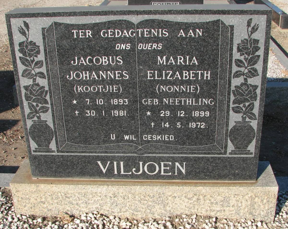 VILJOEN Jacobus Johannes 1893-1981 &amp; Maria Elizabeth NEETHLING 1899-1972