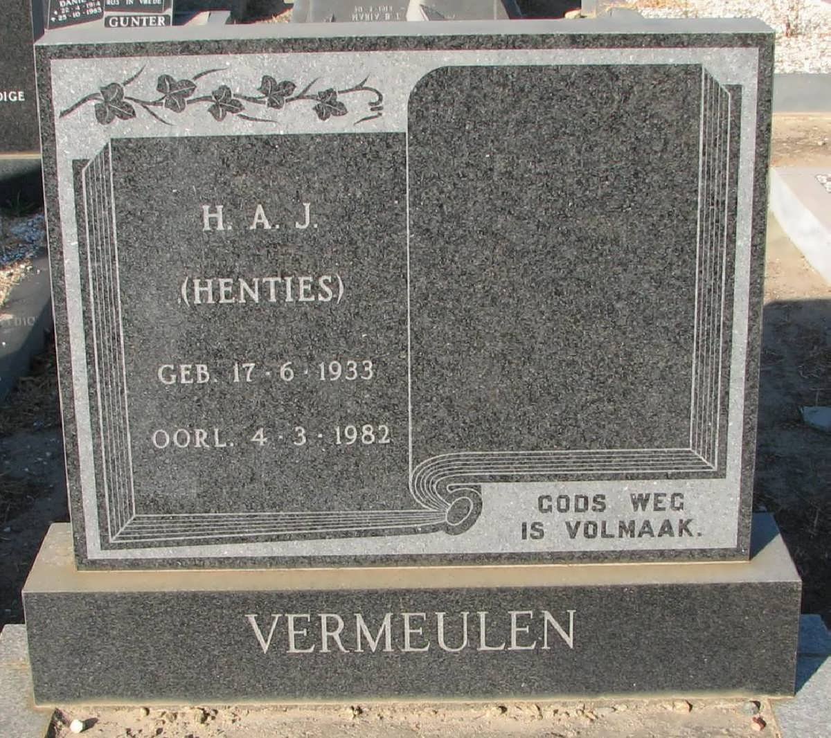 VERMEULEN H.A.J. 1933-1982