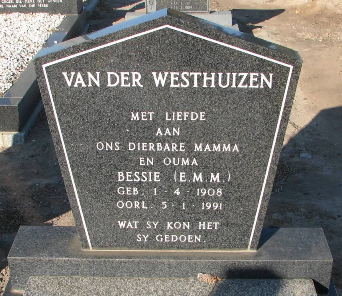WESTHUIZEN E.M.M., van der 1908-1991