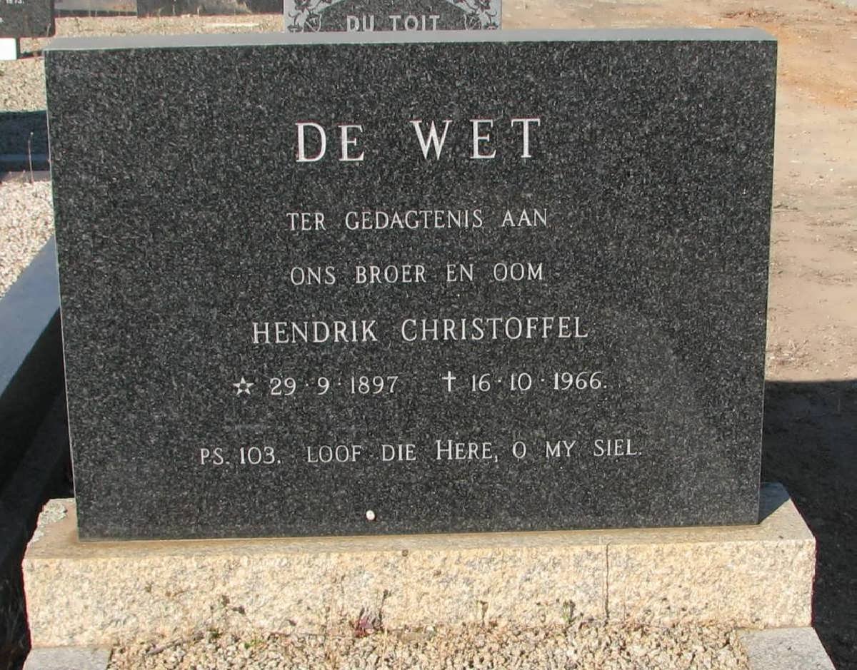 WET Hendrik Christoffel, de 1897-1966
