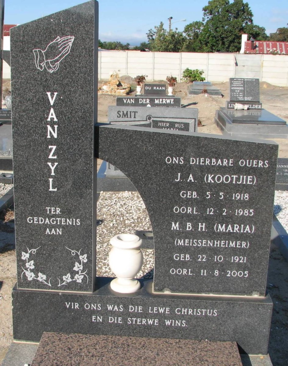 ZYL J.A., van 1918-1985 &amp; M.B.H. MEISSENHEIMER 1921-2005