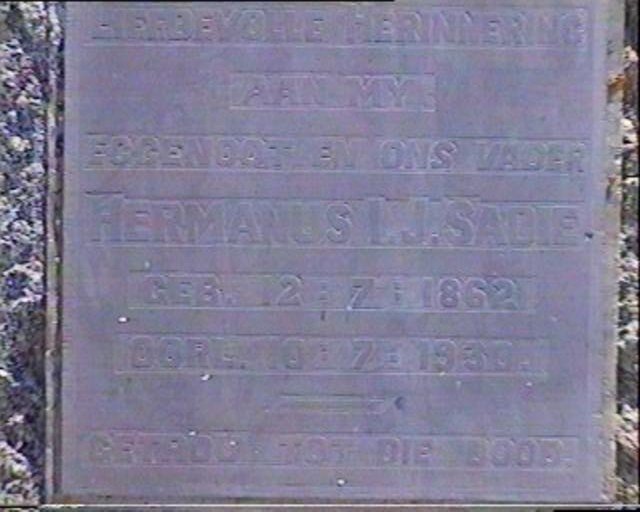 SADIE Hermanus Izak Johannes 1862-1930