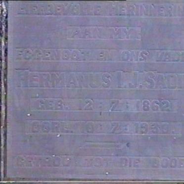 SADIE Hermanus Izak Johannes 1862-1930