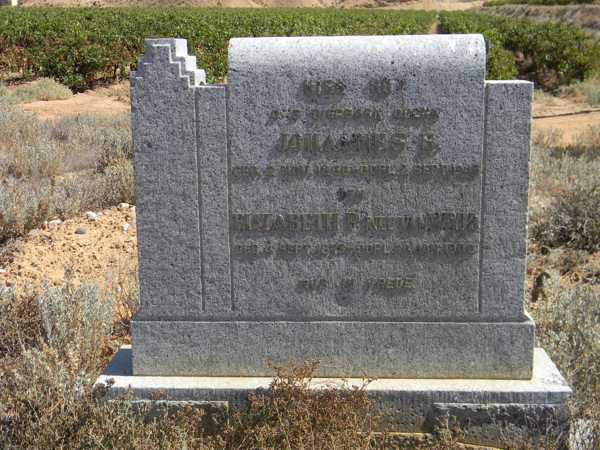 HAASBROEK Johannes B. 1866-1943 &amp; Elizabeth VAN WYK 1873-1942