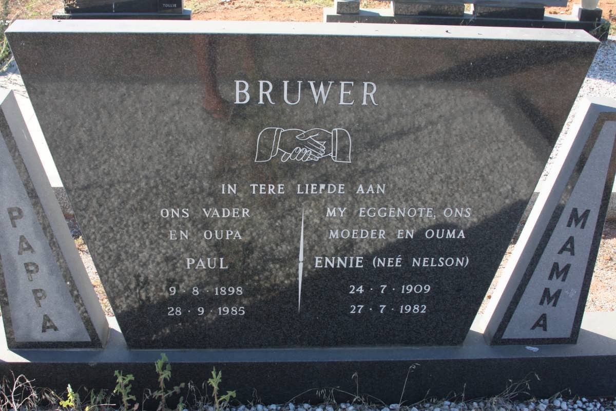 BRUWER Paul 1898-1985 &amp; Ennie NELSON 1909-1982