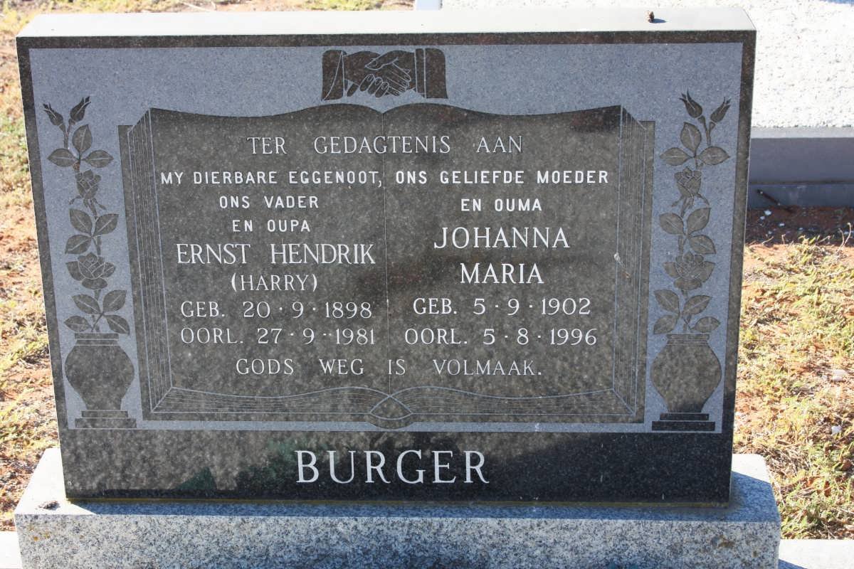 BURGER Ernst Hendrik 1898-1981 &amp; Johanna Maria 1902-1996