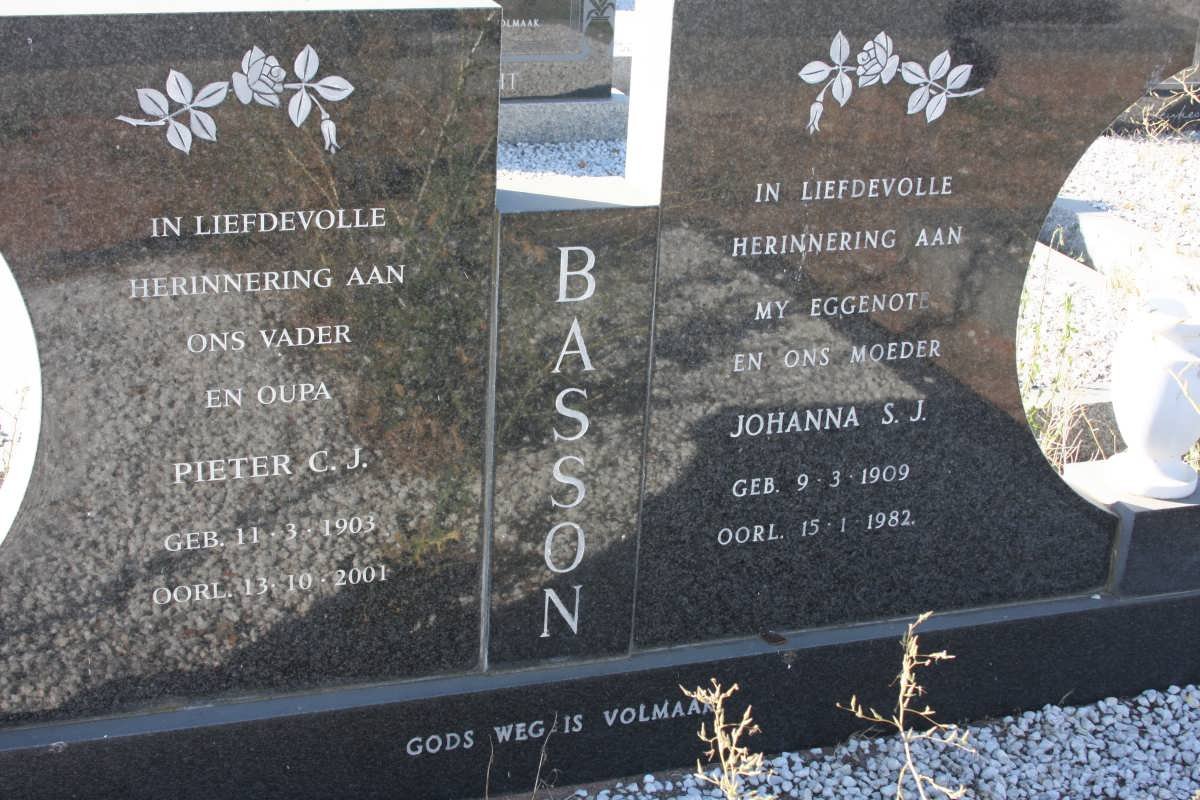 BASSON Pieter C.J. 1903-2001 &amp; Johanna S.J. 1909-1982