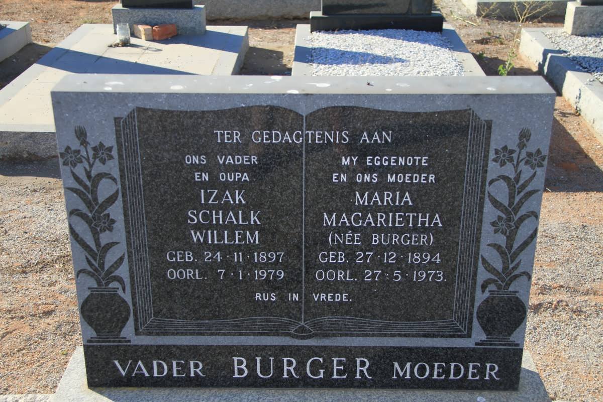 BURGER Izak Schalk Willem 1897-1979 &amp; Maria Magarietha BURGER 1894-1973
