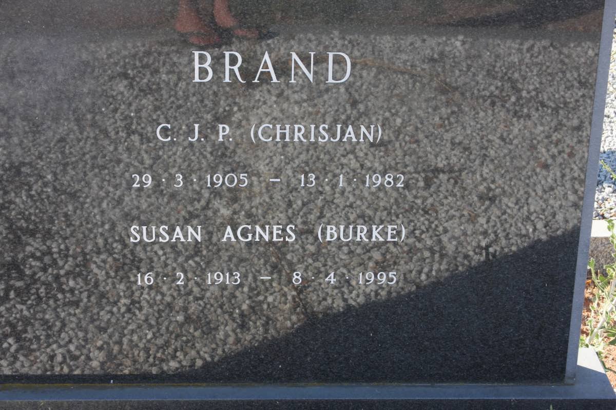 BRAND C.J.P. 1905-1982 &amp; Susan Agnes BURKE 1913-1995