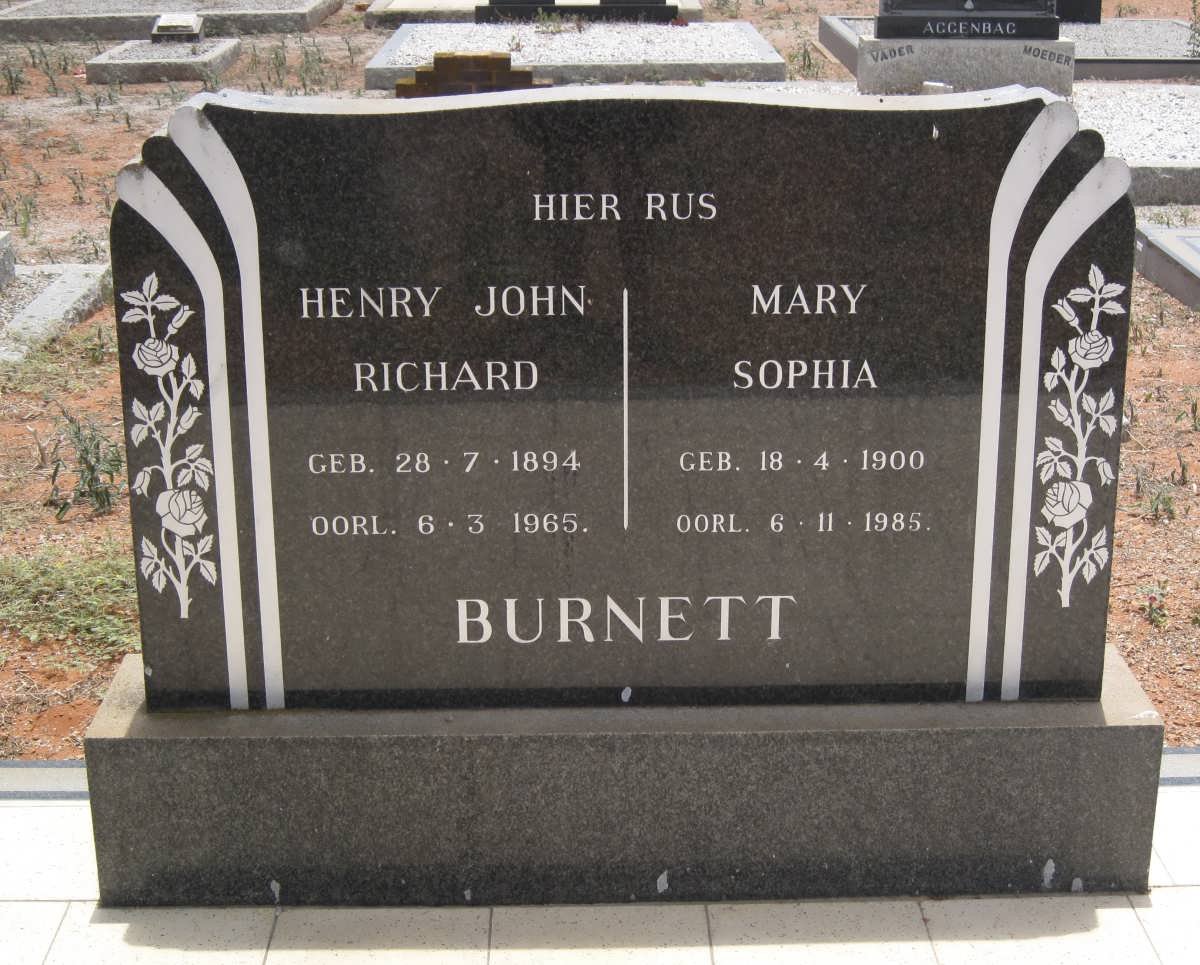 BURNETT Henry John Richard 1894-1965 &amp; Mary Sophia 1900-1985