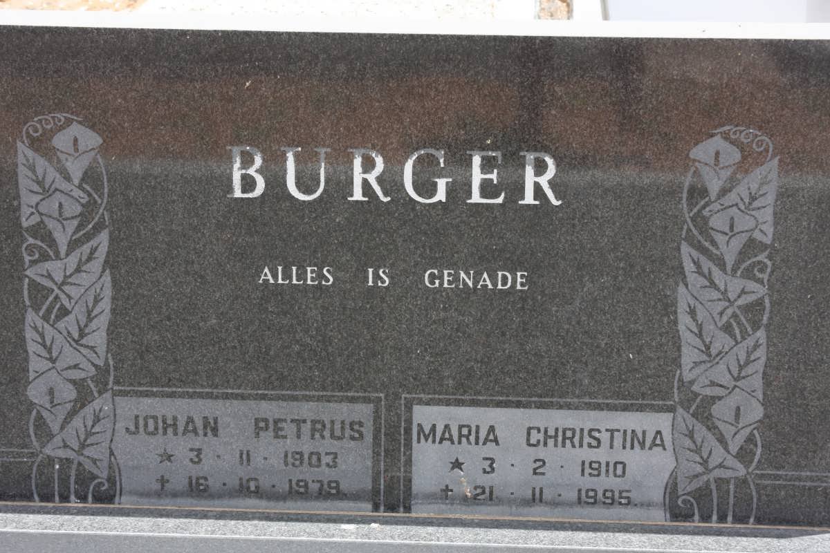 BURGER Johan Petrus 1903-1979 &amp; Maria Christina 1910-1995