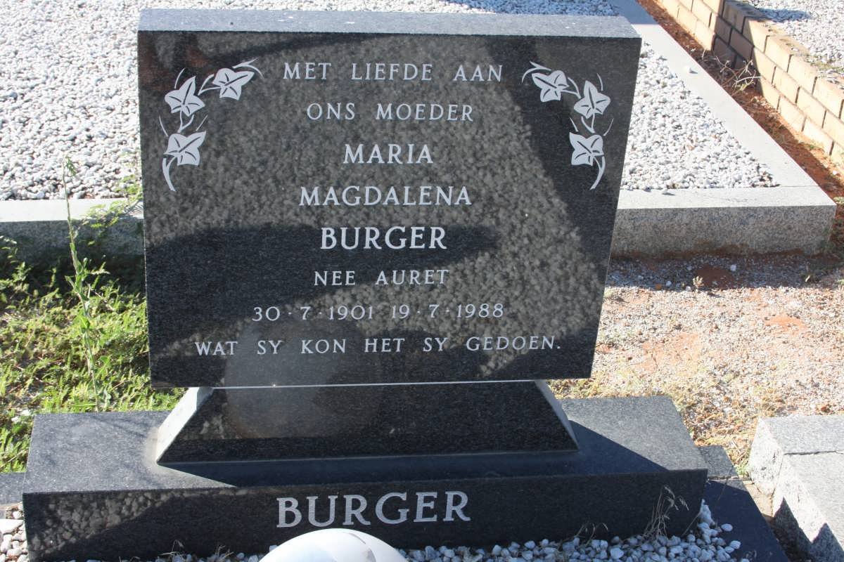 BURGER Maria Magdalena nee AURET 1901-1988