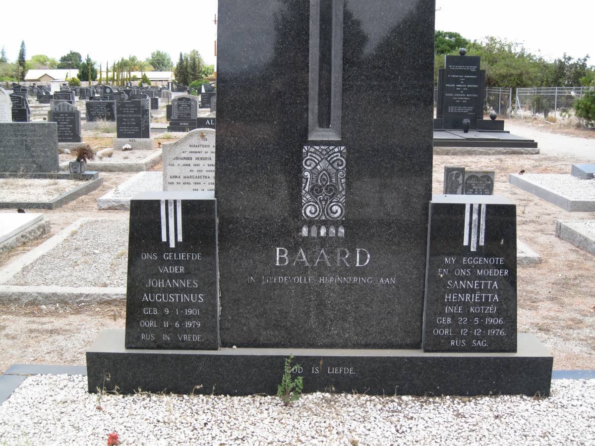 BAARD Johannes Augustinus 1901-1979 &amp; Sannetta Henriëtta KOTZÉ 1906-1976