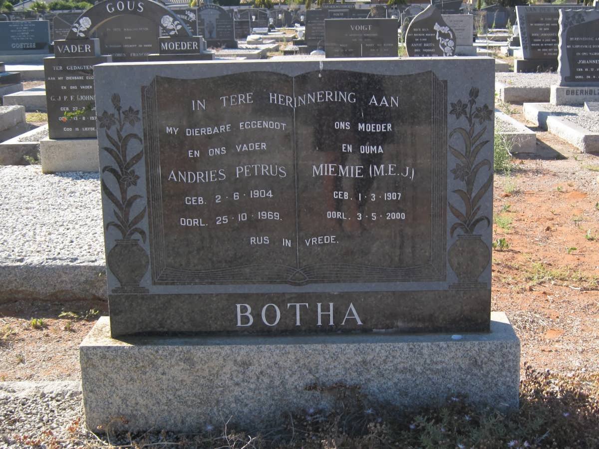 BOTHA Andries Petrus 1904-1969 &amp; M.E.J. 1907-2000